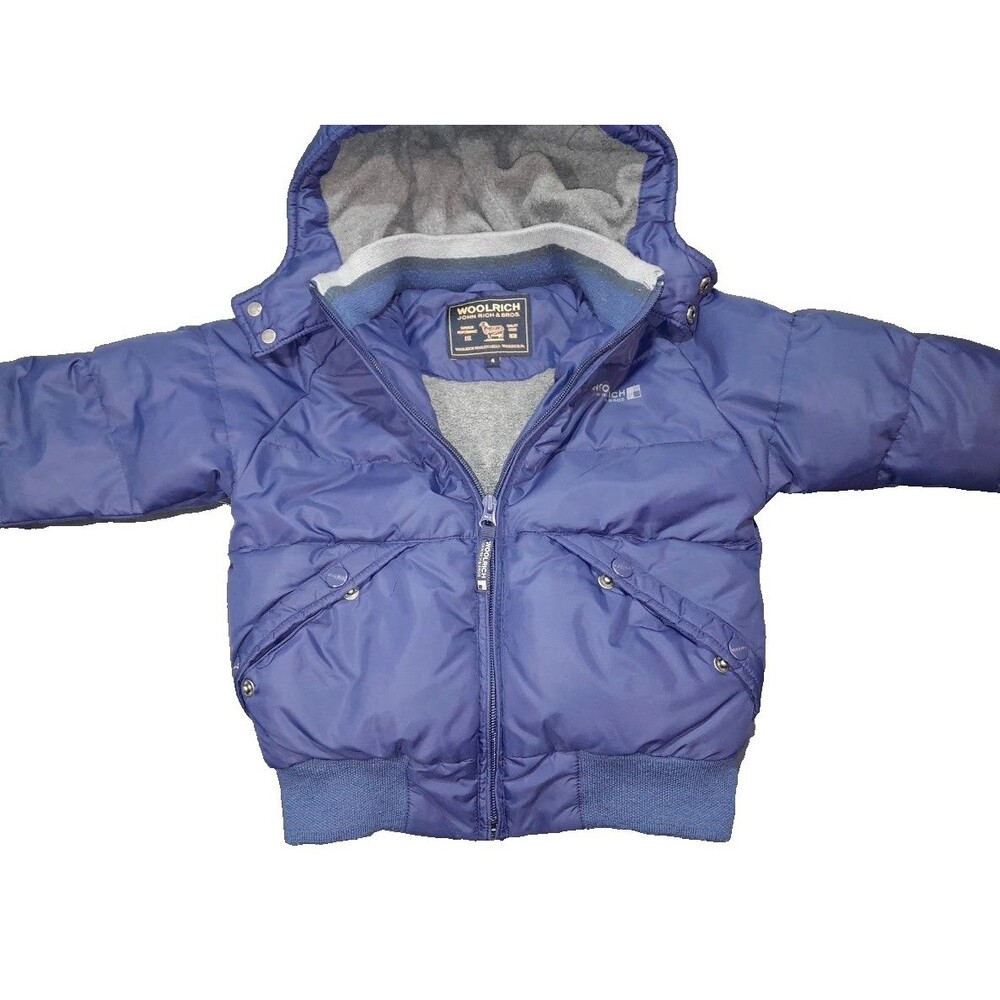 VTG Kids Woolrich puffer down jacket size 4 Blue Hooded ski jacket